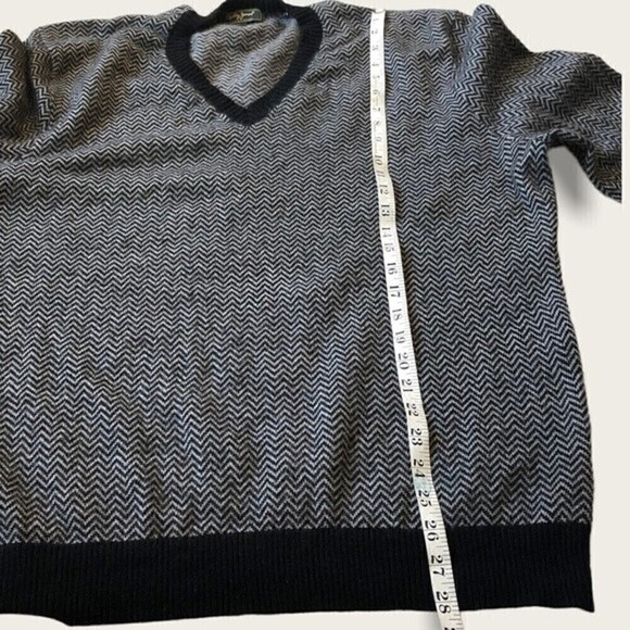 Bobby Jones Chevron V Neck Sweater Wool Cashmere Black Gray XL - Picture 11 of 14